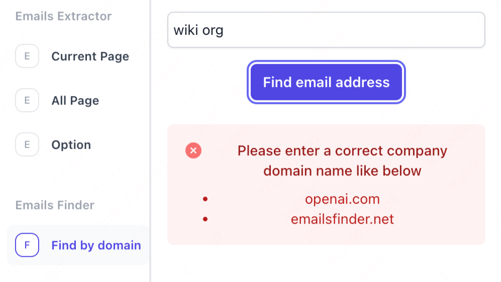 avoid error in find email by domain